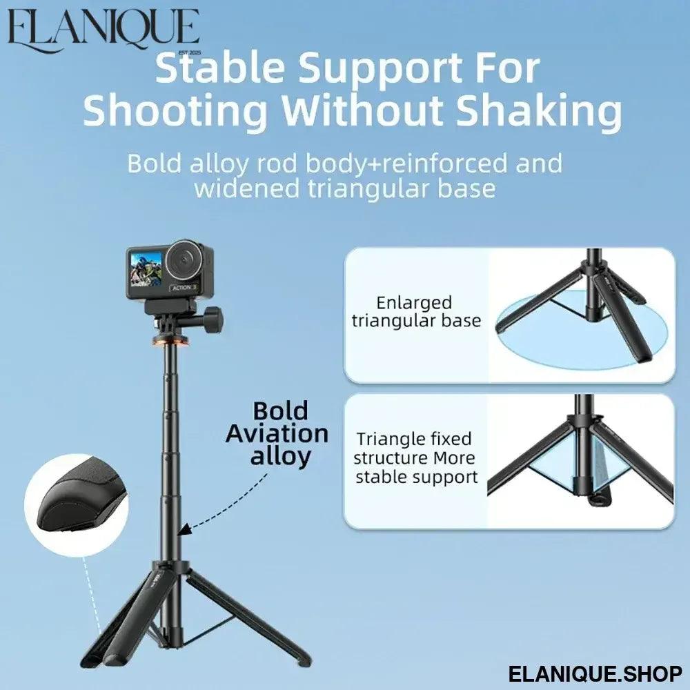 Selfie Stick Tripod for DJI Action 5 Pro/Osmo 360/Pocket 3/Insta360 X5 Adjustable Length Tripods Stand Photography Accessories - Elanique
