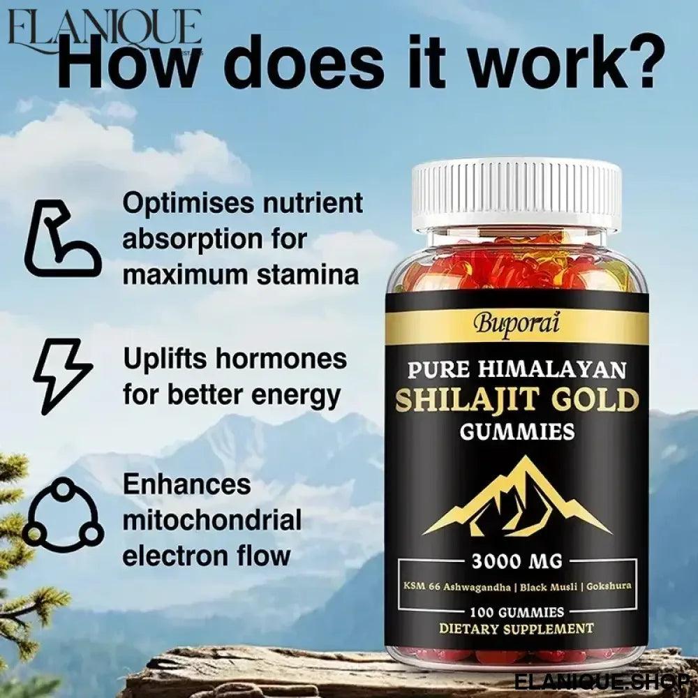 Shilajit Gummies - Skin and Digestive Health, Boosts Energy, Improves Mood, Immunity - Elanique