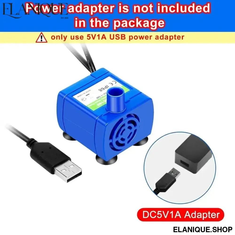 Water Pump Pet Cat Water Fountain Pump With LED Light - Replacement Motor For Cats Dogs Water Dispenser - USB Plug Pet Accessory - Elanique