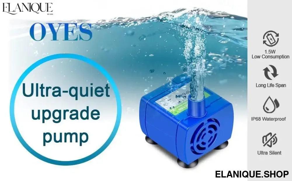 Water Pump Pet Cat Water Fountain Pump With LED Light - Replacement Motor For Cats Dogs Water Dispenser - USB Plug Pet Accessory - Elanique
