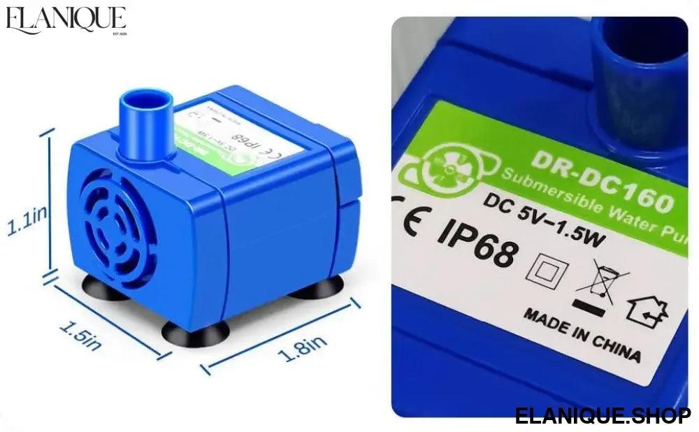 Water Pump Pet Cat Water Fountain Pump With LED Light - Replacement Motor For Cats Dogs Water Dispenser - USB Plug Pet Accessory - Elanique