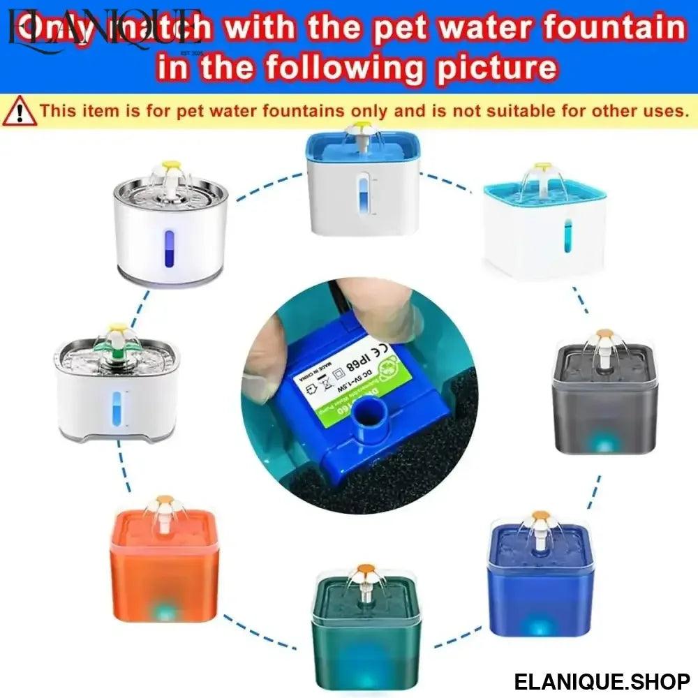Water Pump Pet Cat Water Fountain Pump With LED Light - Replacement Motor For Cats Dogs Water Dispenser - USB Plug Pet Accessory - Elanique