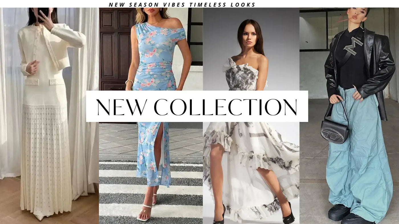 White lace maxi dress with long sleeves and a high neckline.